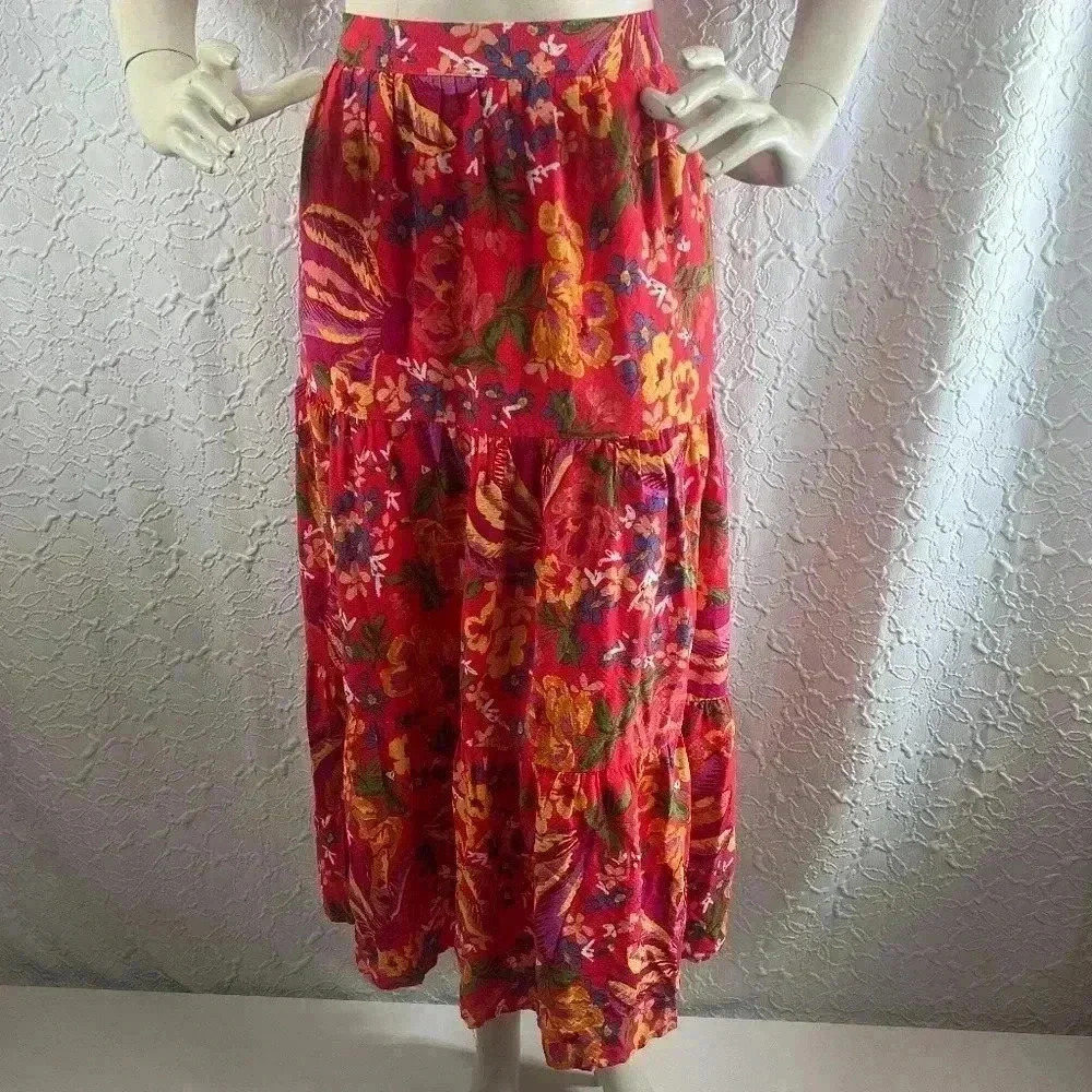 Rachel Rachel Roy Floral Tiered‎ Maxi Skirt Medium